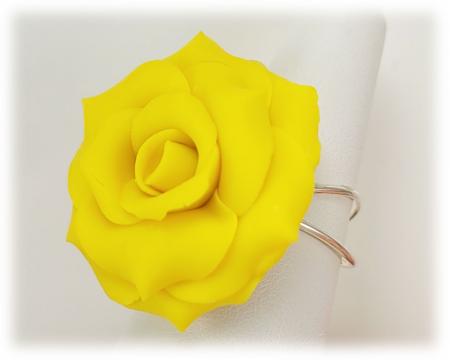 Large Yellow Rose Adjustable Ring