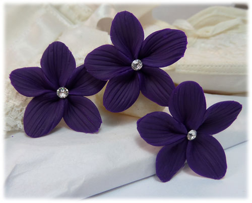 Purple Hair Flowers | Purple Flower Wedding Hair Pins - Stranded Treasures