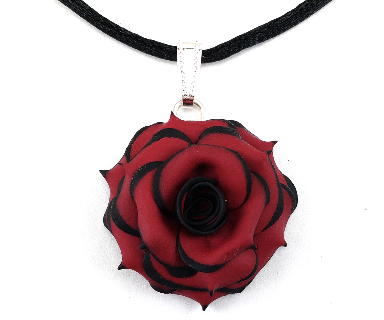 Necklace Pendant Shabby Chic Bohemian Handcraft Chocker Rose