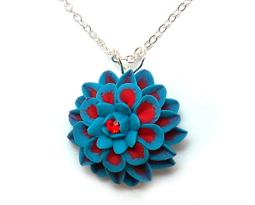 Hand Carved Turquoise Flower Pendant Necklace