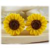 Yellow Sunflower Stud Earrings