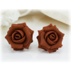 Brown Coffee Rose Stud Earrings