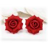 Red Apple Rose Stud Earrings