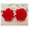 Red Dahlia Stud Earrings