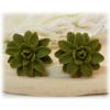 Green Dahlia Stud Earrings