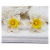 White Yellow Daffodil Stud Earrings