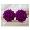 Pink Violet Rose Stud Earrings