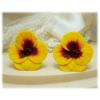 Yellow Red Crystal Pansy Stud Earrings