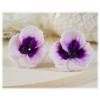 White Purple Pansy Stud Earrings