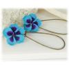 Blue Hawaii Hibiscus Earrings