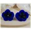 Blue Pansy Stud Earrings