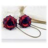Blue Red Rose Drop Earrings