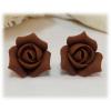 Brown Rosebud Stud Earrings