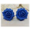 Blue Capri Rose Stud Earrings