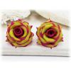 Fuchsia Tipped Chartreuse Rose Stud Earrings