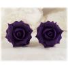 Purple Eggplant Rose Stud Earrings