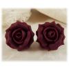 Red Garnet Rose Stud Earrings