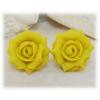 Yellow Lemon Rose Stud Earrings