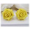 Yellow Jonquil Rose Stud Earrings