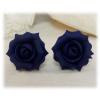 Blue Navy Rose Stud Earrings