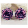 Navy Pink Rose Earrings