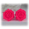 Neon Pink Rose Stud Earrings