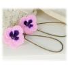 Pink Purple Crystal Pansy Drop Earrings