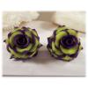 Green Purple Rose Earrings