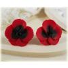 Red Black Crystal Pansy Stud Earrings