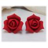 Red Rosebud Stud Earrings