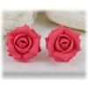 Pink Salmon Rose Stud Earrings