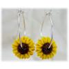 Sunflower Silver Hoop Earrings