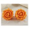 Orange Tangerine Rose Stud Earrings