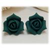 Teal Rosebud Stud Earrings