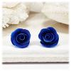 Tiny Blue Hybrid Rose Stud Earrings