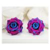 Turquoise Tipped Fuchsia Rose Stud Earrings