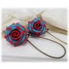 Blue Red Rose Earrings