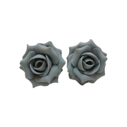 Gray Rose Stud Earrings