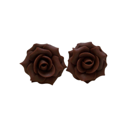 Brown Chocolate Rose Stud Earrings