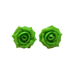 Green Apple Rose Stud Earrings