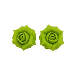 Green Chartreuse Rose Stud Earrings