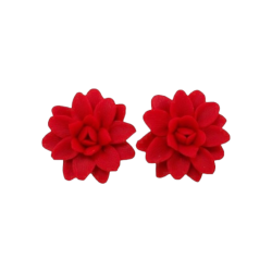 Ruby Red dahlia Stud Earrings