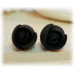 Tiny Black Flower Earrings