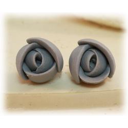 Gray Small Flower Bud Earrings