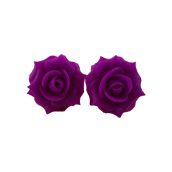 Pink Violet Rose Stud Earrings