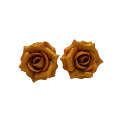 Metallic Gold Rose Stud Earrings