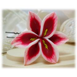 White Red Lily Hair Pins