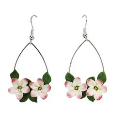 Apple Blossom Hoop Dangle Earrings