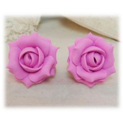 Pink Ballet Rose Stud Earrings