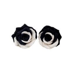 Black and White Rose Stud Earrings